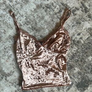 Crushed Velvet Brown Camisole Top